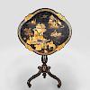 Victorian Mother-of-Pearl, Black Lacquer and Parcel-Gilt Tilt-Top Table