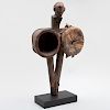 Tabwa Carved Wood and Animal Hide Bellows, Democratic Republic of the Congo
