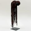 African Braided Woven Fiber and Beaded Ceremonial Headdress, possibly Mossi