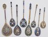(7) Russian silver enamel spoons