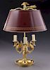 Napoleon III gilt bronze 3-arm bouillotte lamp