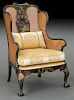 Chinoiserie decorated Queen Anne style wing chair