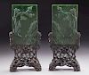 Pr. Chinese Qing carved spinach green jade table