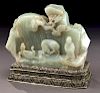 Chinese Qing carved white jade mountain,