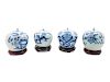 Four Chinese Celadon Ground Blue and White Porcelain Ginger Jars
Tallest: height 8 1/8 in., 21 cm.