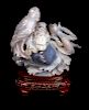 A Chinese Carved Agate Figural Group 
Height 5 3/4 in., 15 cm. 