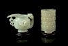 Two Chinese Pale Celadon Jade Vessels
Taller: height 3 1/8 in., 18 cm.