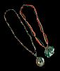 Two Chinese Hardstone Beaded Necklaces
Larger: length 18 in., 46 cm.