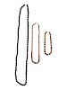 Three Strands of Chinese Beaded Necklaces
Longest overall: length 30 1/8 in., 77 cm. 