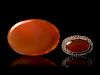 Two Chinese Agate Inset Silver Brooches
Larger: width 3 in., 7.6 cm. 