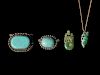 Four Chinese Jadeite and Turquoise Jewelry
Necklace: length 14 1/2 in., 37 cm.