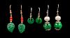 Three Pairs of Chinese Spinach Jade Earrings
Largest: width 5/8 in., 2 cm.