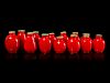 Thirteen Chinese Red Glass Snuff Bottles
Tallest: height 2 1/4 in., 6 cm. 