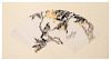 A Chinese Ink and Color Painting on Paper Fan
Height 7 1/4 x width 20 1/4 in., 18.4 x 51.4 cm.