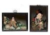 Two Chinese Reverse Glass Paintings
Each image: 19 1/4 height x 13 width inches, 49 x 33 cm. 