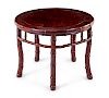 A Chinese Rosewood 'Imitation Bamboo' Round Table
Height 20 1/2 in., 52 cm.