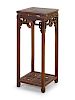 A Chinese Jichimu Wood Square Side Stand
Height 34 1/4 x width 13 3/4 x depth 13 3/4 in., 88 x 35 x 35 cm. 