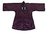 A Chinese Dark Brown Ground Silk Robe
Collar to hem: 39 1/2 in., 100 cm.
