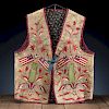 Santee Sioux Quilled Hide Vest, with American Flags, From the Stanley B. Slocum Collection, Minnesota