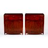 DISTRESSED HENRENDON END TABLES W. HIGHLY VEINED DOORS