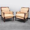 PAIR OF REGENCY STYLE BERGERE ARM CHAIRS