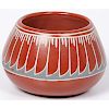 Belen Tapia (Santa Clara, 1914-1999) Polychrome Redware Pottery Bowl