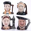 4 LG DOULTON CHARACTER JUGS, HENRY VIII AND 3 WIVES