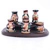 SET OF 6 ROYAL DOULTON TINY TOBIES SET WITH STAND