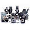 GROUP OF 12 VINTAGE FILM CAMERAS, ARGUS REFERENCE BOOK