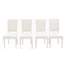 Lote de 4 sillas. Siglo XX. En talla de madera color blanco. Con respaldos cerrados y asientos acojinados en tapicería color hueso.