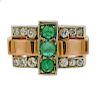 Retro 18k Gold Diamond Emerald Ring 