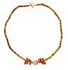 18k Gold Gemstone Bead Pearl Necklace 