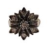 Antique 18k Gold Silver Rose Cut Diamond Flower Ring 