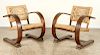 PAIR FRENCH ROPE AND BENTWOOD ARM CHAIRS C.1940