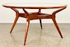 MAHOGANY GLASS DINING TABLE INSET GLASS C.1960