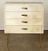 PARCHMENT COVERED FOUR DRAWER CABINET C.1960