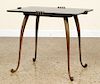 FRENCH BRONZE COFFEE TABLE BLACK GLASS TOP C.1950