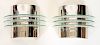 PAIR CHRHOME GLASS ART DECO STYLE WALL SCONCES