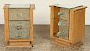 PAIR FRENCH SYCAMORE AND MIRROR CABINETS C.1950