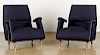 PAIR GEORGE JETSON STYLE UPHOLSTERED CLUB CHAIRS