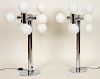 PAIR OF CHROME GLASS SIX ARM TABLE LAMPS C.1970