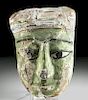 Rare Egyptian Cedar / Painted Gesso Sarcophagus Mask