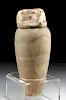 Egyptian Calcite Alabaster Canopic Jar w/ Baboon Lid