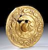 Rare Scythian Gold Repousse Lid w/ Animals - 98.7 g