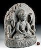 15th C. Nepalese Stone Stele -  Bodhisattva Manjushri