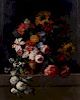 Antoine Monnoyer (French, 1670-1747) Still Life of Flowers in a Gilt Vase on a Stone Pedestal