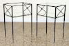 PAIR IRON BRASS SIDE TABLES MIRRORED C.1940