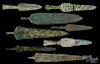 Eight Luristan bronze spear and dagger blades
