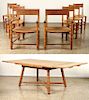 OAK DINING TABLE & 8 CHAIRS BY MAURICE DUFRENE