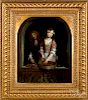 Manner of Gerrit Dou, oil of a man and woman